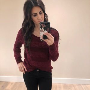 Wine colored long sleeve sweater